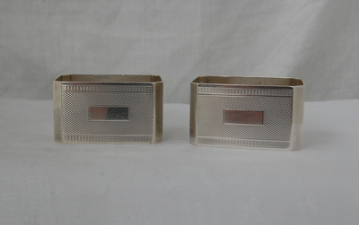 George V Silver Rectangular Napkin Rings