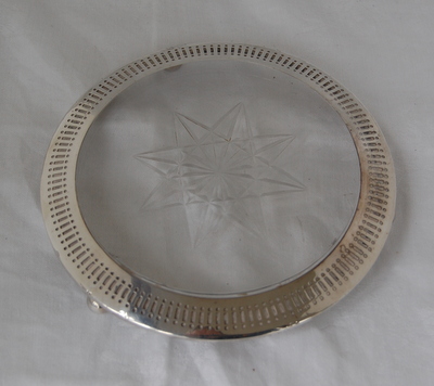 George V silver mounted Coaster