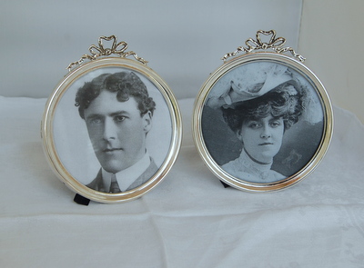 Edwardian pair of circular photograph frames