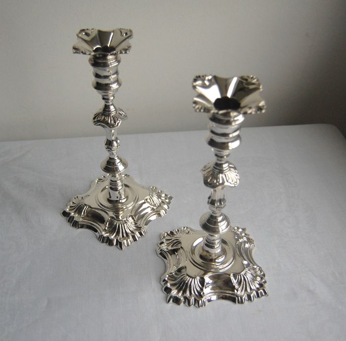 Elizabeth II pair of cast Silver Candlesticks