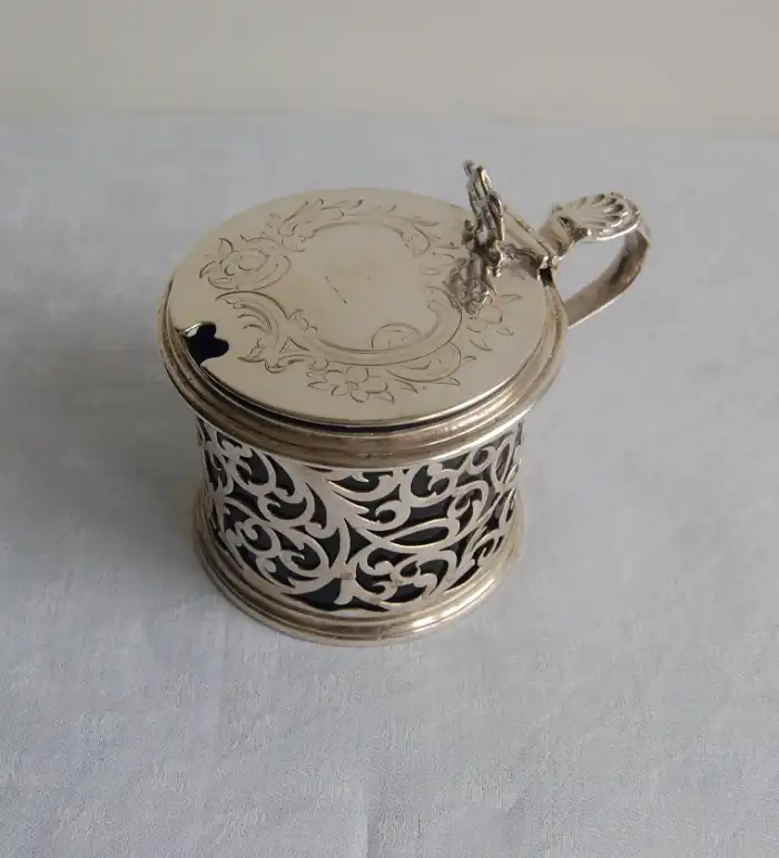 Victorian Glass and Silver Mustard Pot