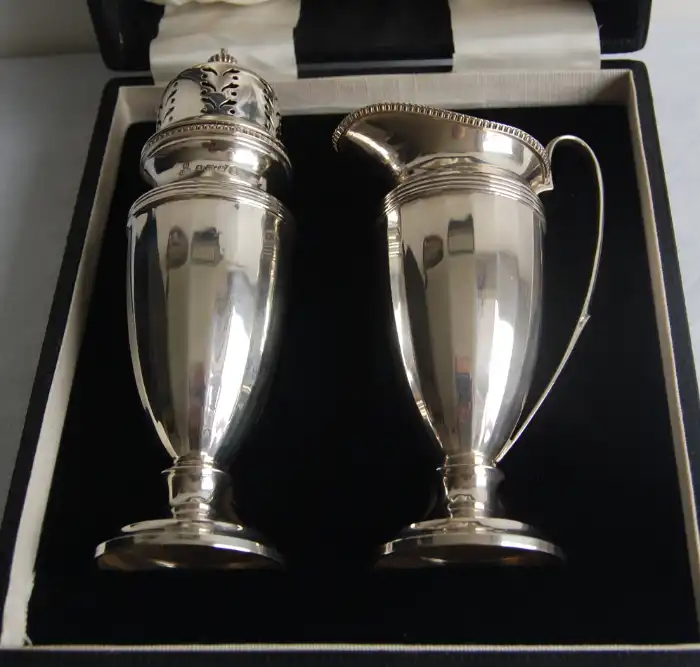 George V Boxed Silver Caster and Jug