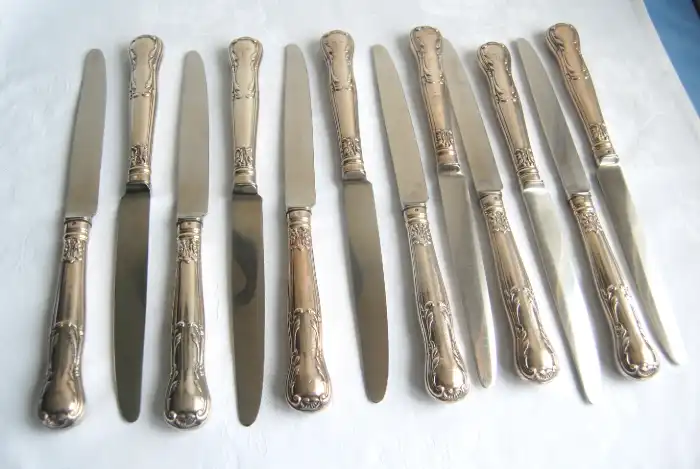 Victorian Set of Twelve Table Knives with Silver Handles