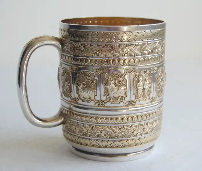 Victorian Silver Gilded Christening Can