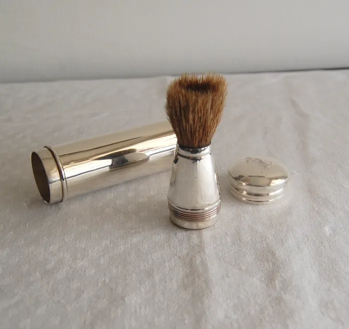 Victorian Silver shaving brush and holder