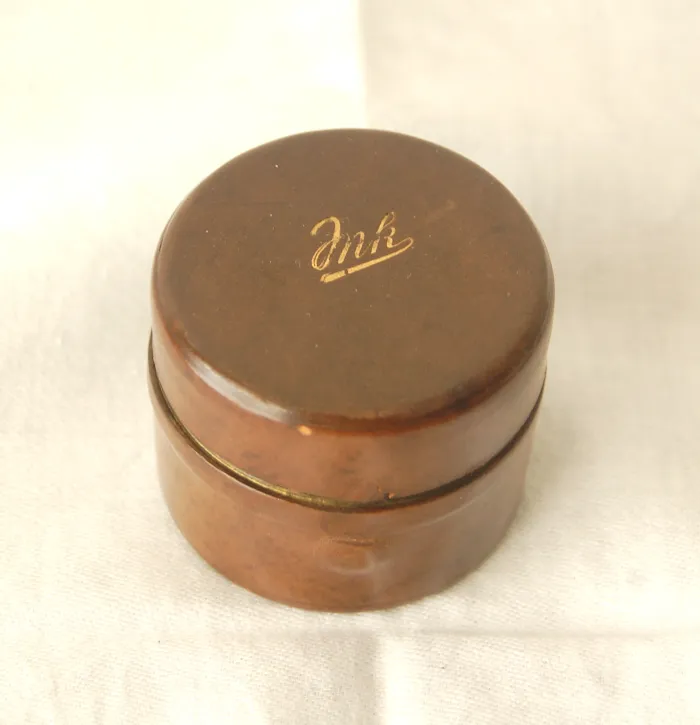 Victorian Leather and Brass Travelling Inkwell