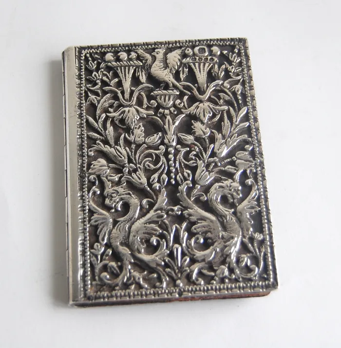 Victorian Folding Card Case with Silver Cover